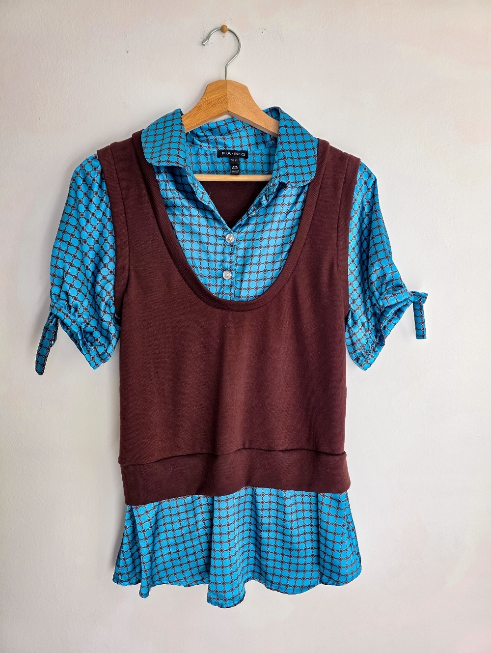 Vintage Y2K FANG Satin Layered Top